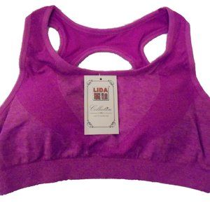 Sports Bra L-XL NEW Padded Magenta removable cup pads athletic wear